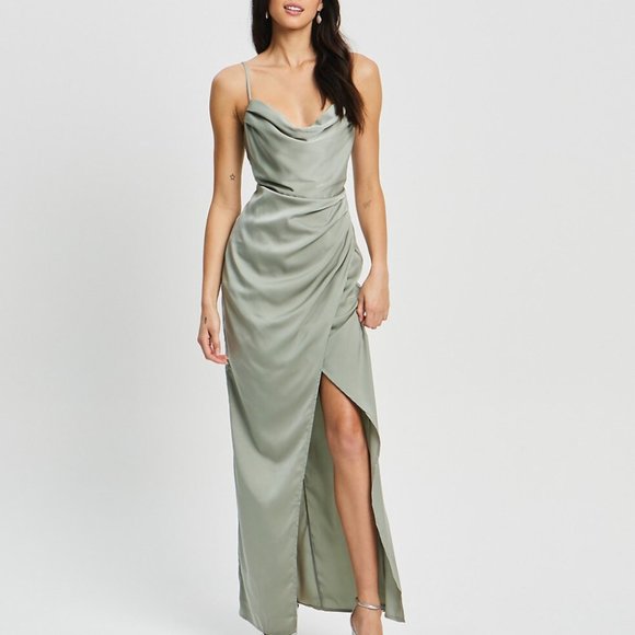 CHANCERY Illusion Midi Sage Green Dress - Picture 5 of 6